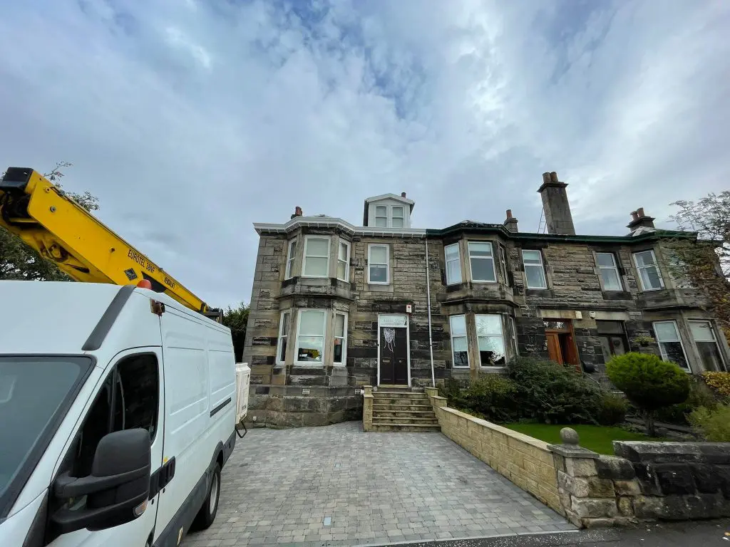 Image of our van arriving at customers home for roof inspection