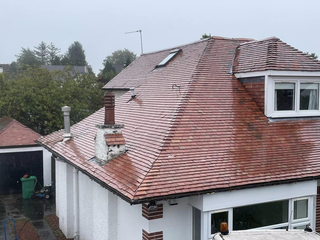 Tile roof after roof cleaner is finished