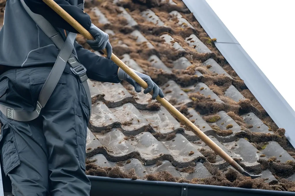 Soft wash roof cleaning